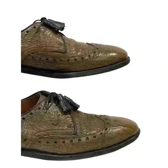 VTG Allen Edmonds Nassau Brown Sharkskin Mens Wingtip Brogue Oxford Sz 10.5/44.5 - Picture 16 of 16